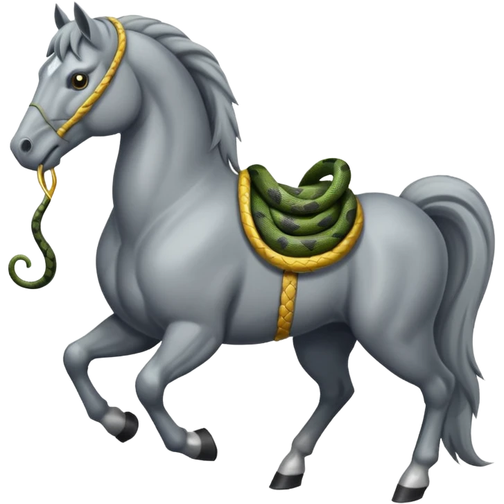 I need a grey horse (or a white one) with a snake emoji