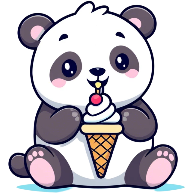 Panda eating ice cream emoji