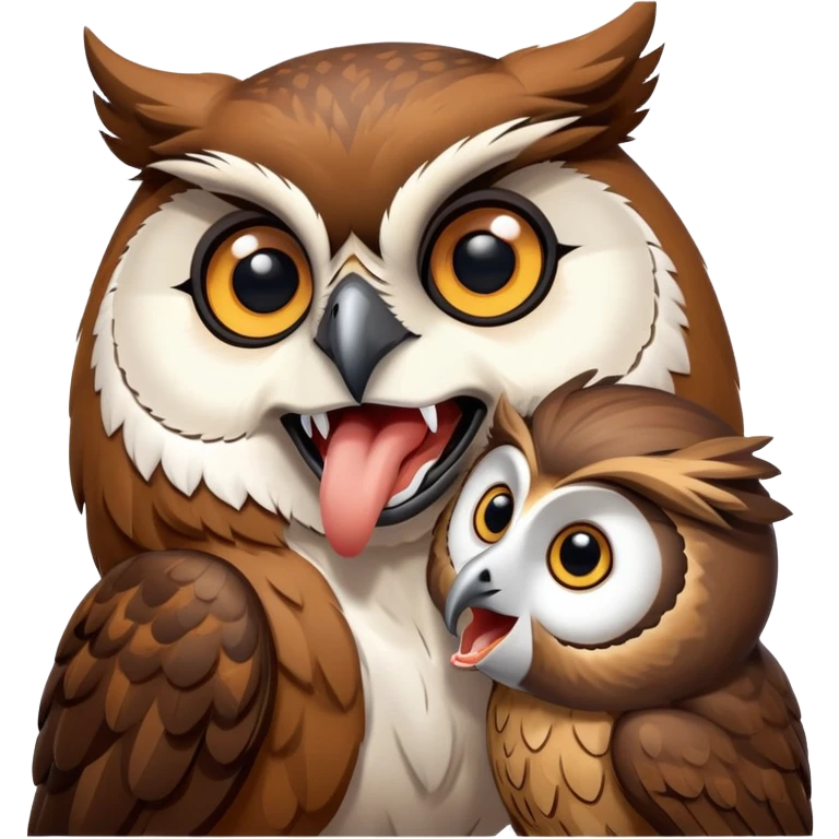 A Big dog biting an owl emoji