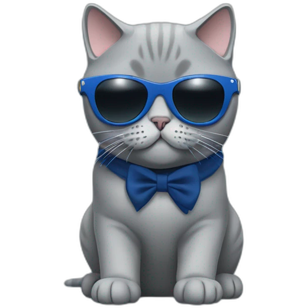 British Shorthair Cat deep blue with sunglasses use camera emoji