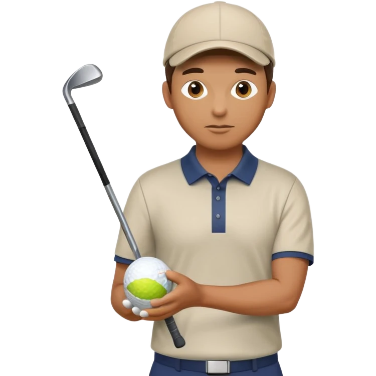 male golfer upper body holding a golf ball emoji