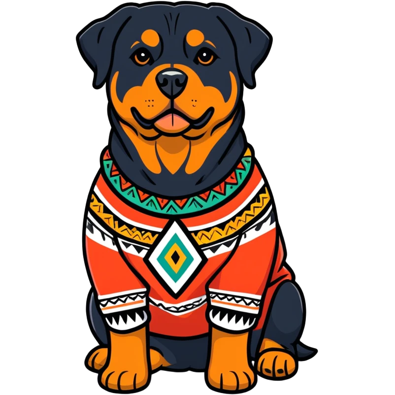 Rottweiler wearing an aboriginal jumper emoji