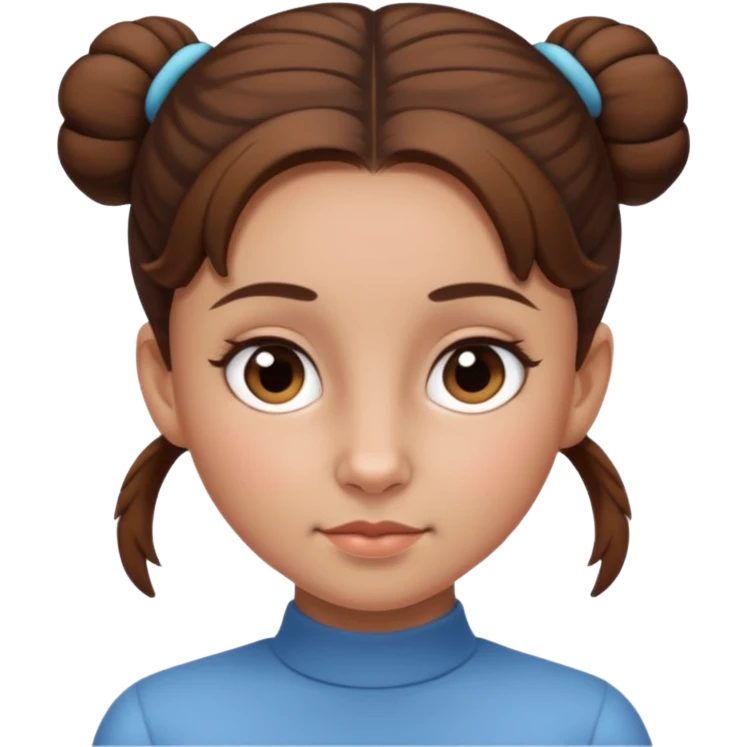 Normal skinned, tiny nosed, brown haired girl with sleek buns emoji