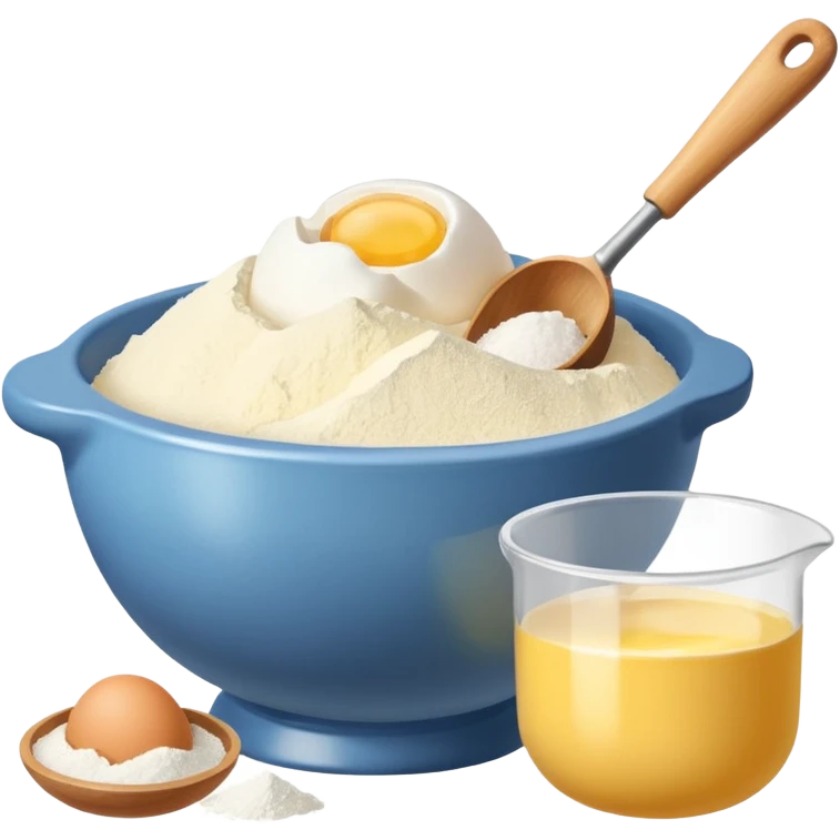 baking ingredients next to a mixing bowl emoji