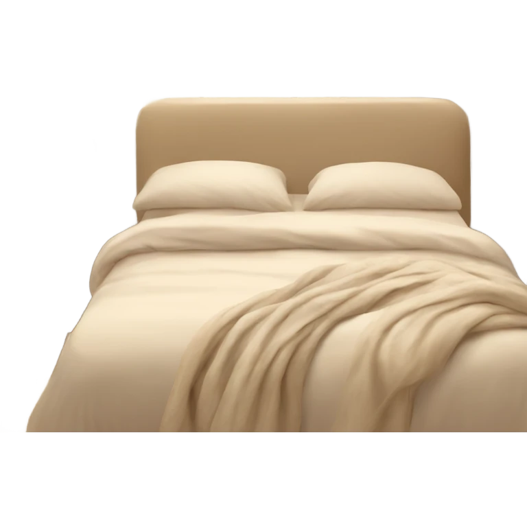 Beige bed with pillows and blankets, cozy vibe emoji