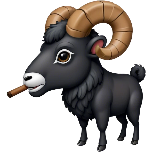 Big Black ram smoking cigar emoji