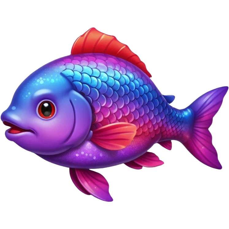 color gradient between red and purple glitter cute happy carp emoji