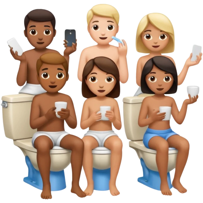people doing activities while on the toilet emoji