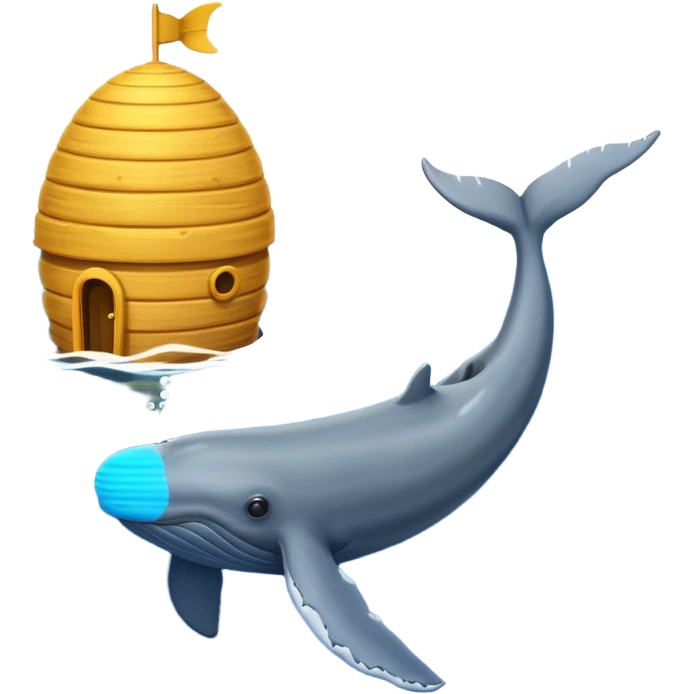 A bee hive chasing a whale in ovean emoji