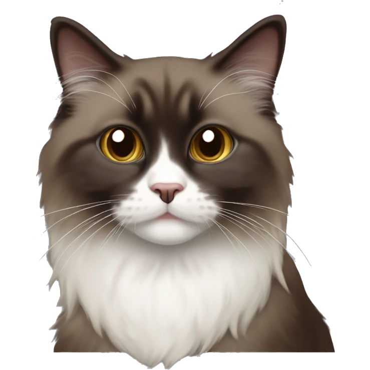 solid dark brown ragdoll cat white chin emoji