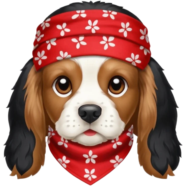 Собака породы черно-белый русский кокер спаниель в бандане Grow Street emoji