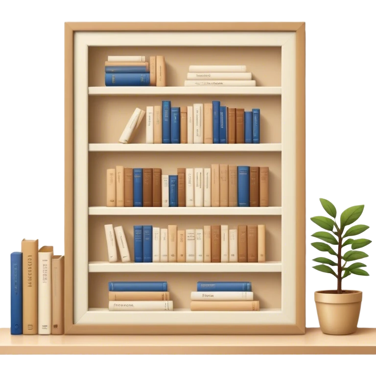 ikea bookshelf filled with beige books, cozy vibe emoji