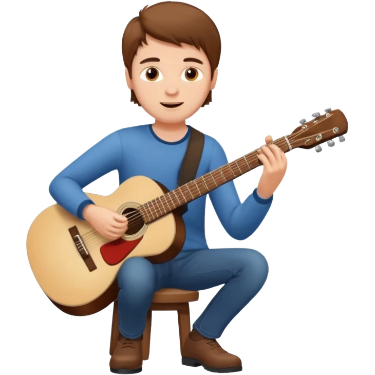 white Guy with brown hair playing a  guitar emoji