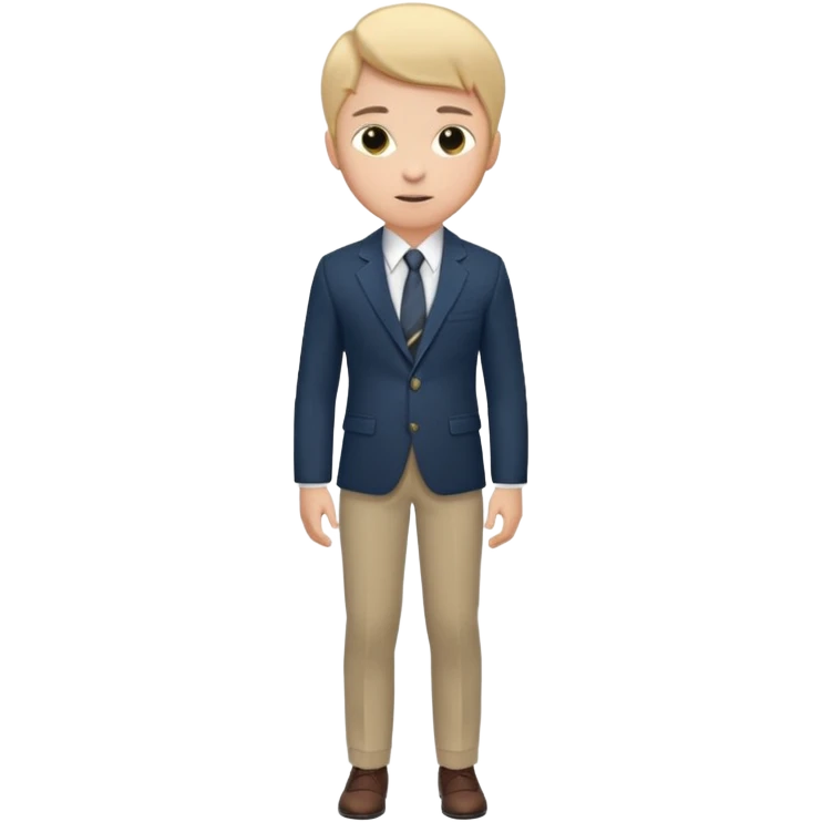 Young man, tailored trousers, a crisp button-down shirt, a blazer, and tie

 emoji