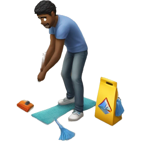 Human plays game while his wife cleaning room emoji