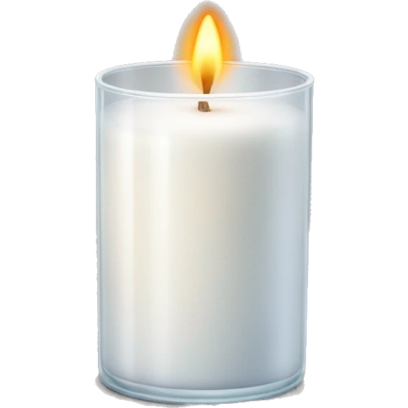 white candle burning in a glass container emoji