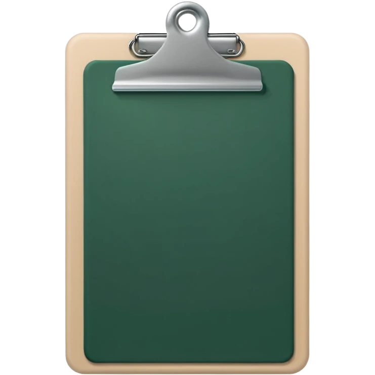 dark green clipboard with light beige paper, simple shapes, no text, Apple emoji style, minimalistic emoji