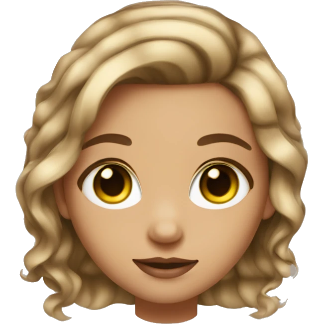 Girl with balayage hair green eyes light skin emoji