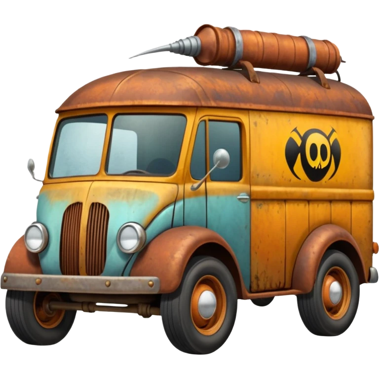 Ron’s Professional exterminator’s antique tall moving van hot rod (bug shaped) emoji