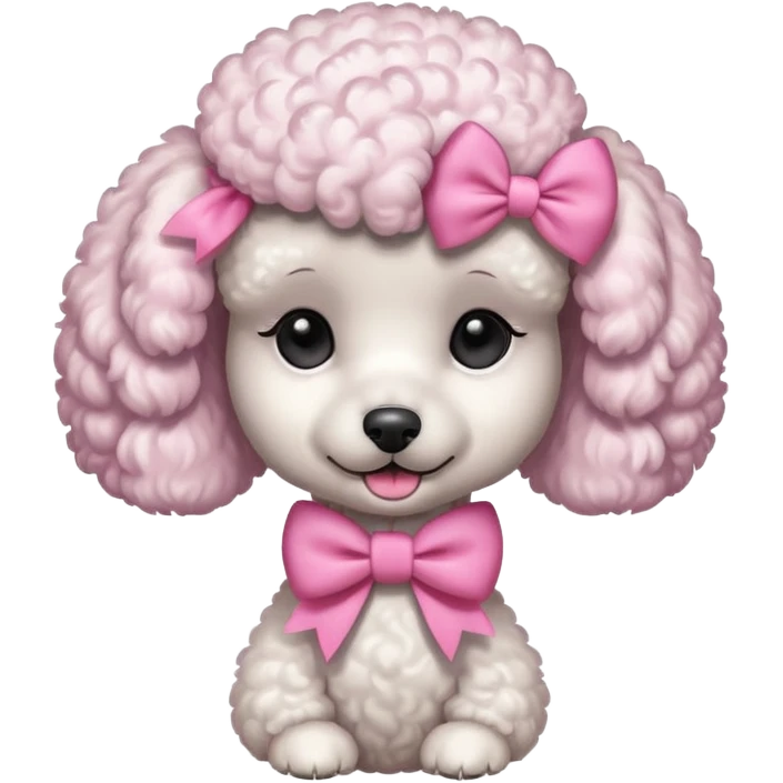 Crie um poddle com um laço rosa estilo ios emoji