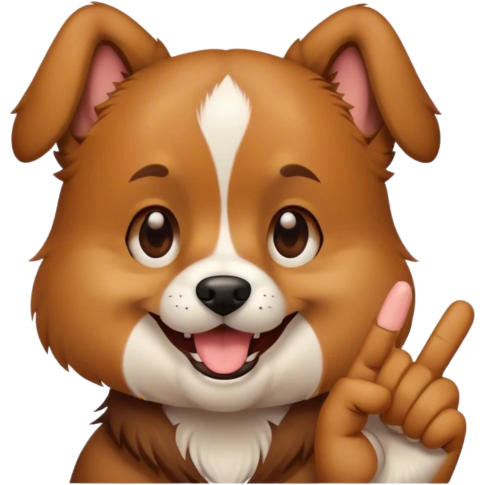 Dog showing middlefinger and smiling emoji