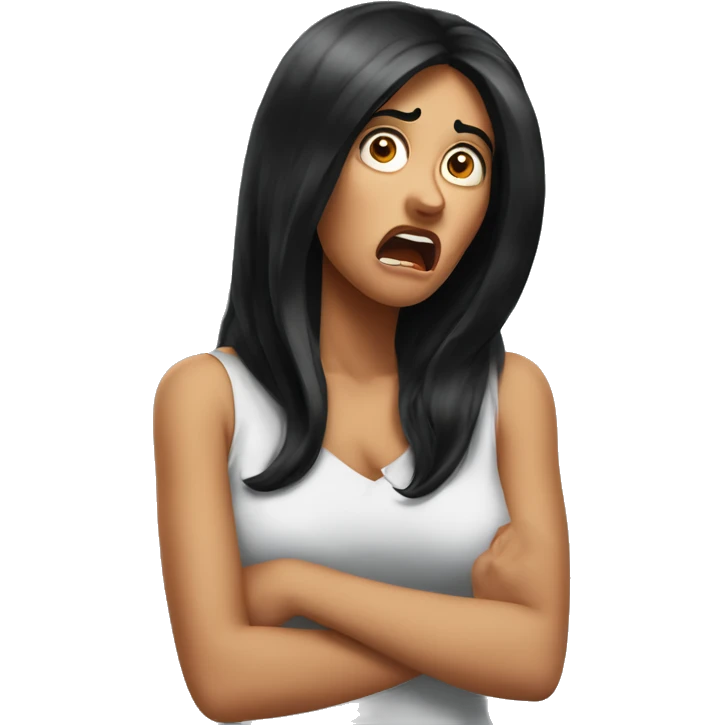 Shocked and grossed out women with long black hair emoji