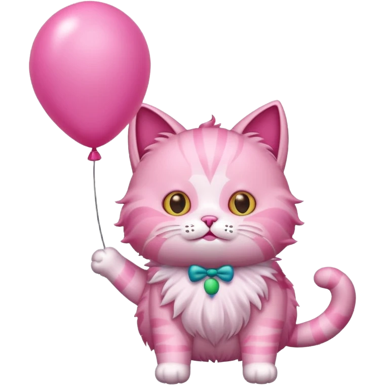 Make a pink cat with a balloon head emoji