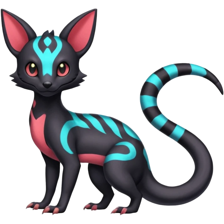 Neon pastel Salandit-Umbreon-Genet-Noivern-Civet-Hybrid (Full body) emoji