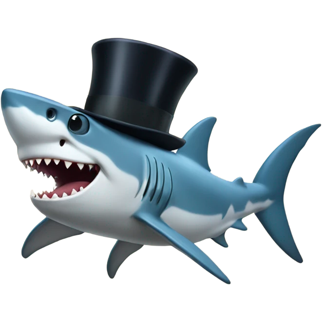 Shark with a top hat emoji