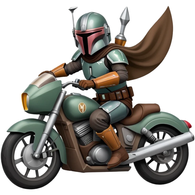 Mandalorian on a motorcycle emoji