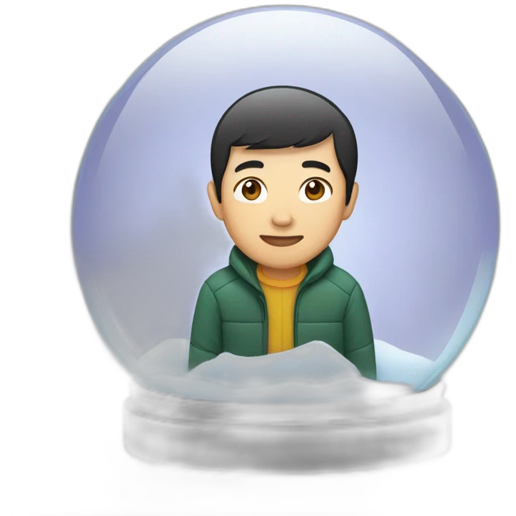asian guy inside snowglobe emoji