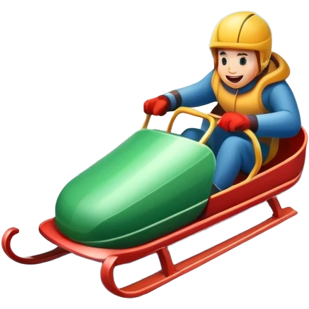 An icon featuring a sleek sled speeding down a snowy hill, with a snowy landscape and pine trees in the background. The motion lines and slight snow spray emphasize the thrill of the ride. Transparent background highlights the excitement and fun of sledding. emoji