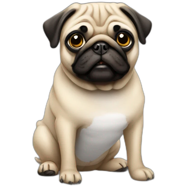 pug wearing a t-shirt emoji