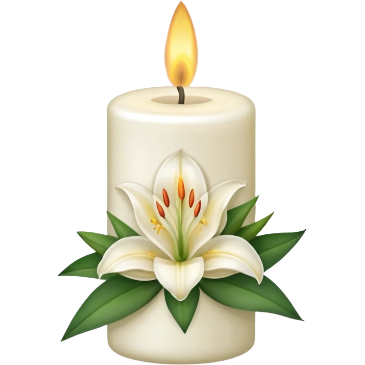 white candle with a lily bow emoji