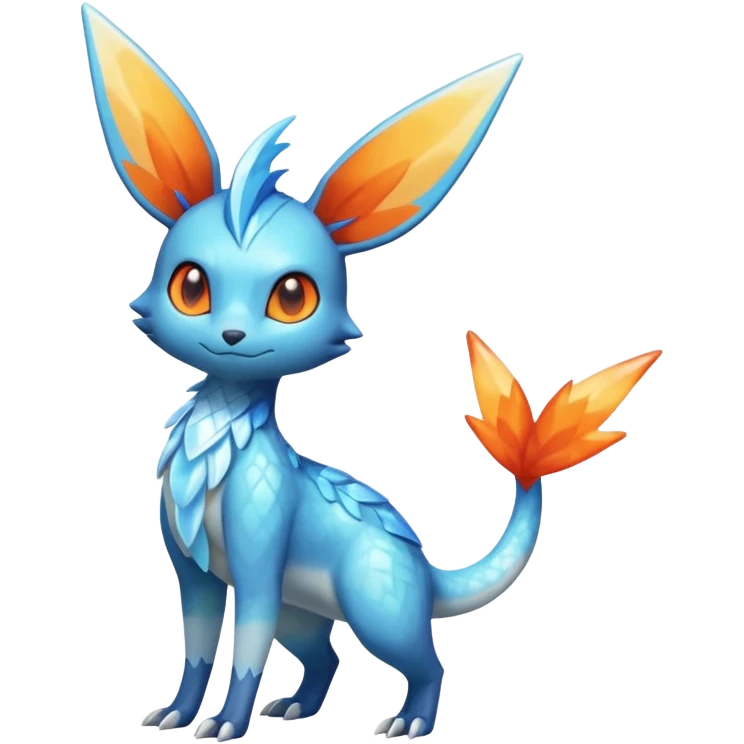 Colorful Shiny Exotic Victini-Salandit-Glaceon-Fakémon-hybrid-creature (full body)  emoji