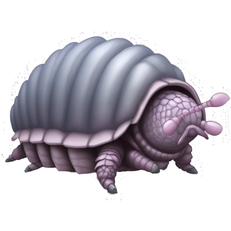 Lavender gray Pig armadillo isopod lobster fanned tail feathered tail pig armadillo darth Vader face emoji
