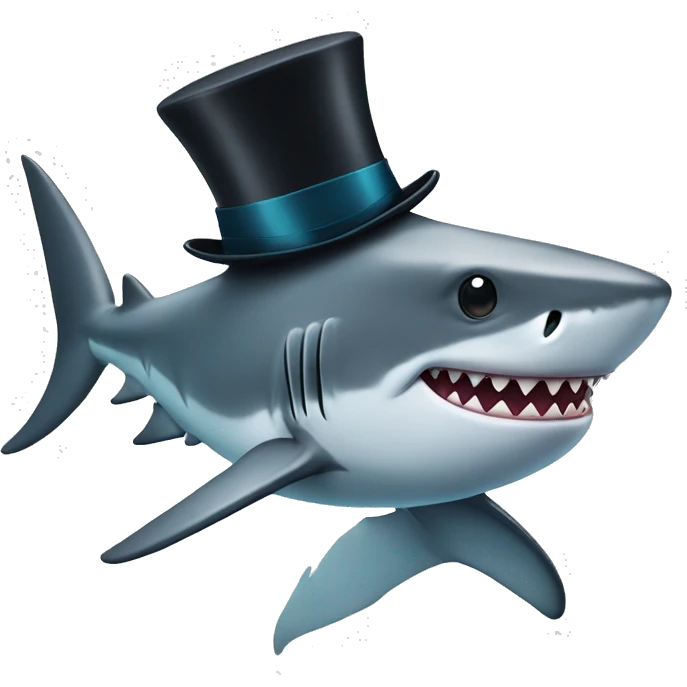 Shark with a top hat emoji