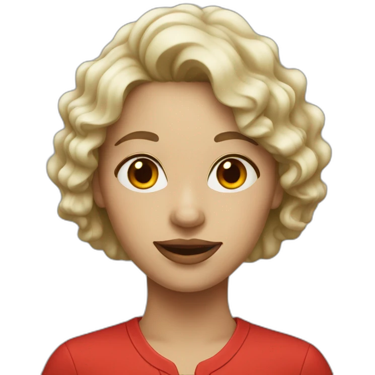 woman white with wavy hair and red nose emoji