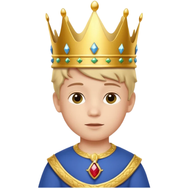 Royal Kid boy with fancy crown head 3d with real face emoji