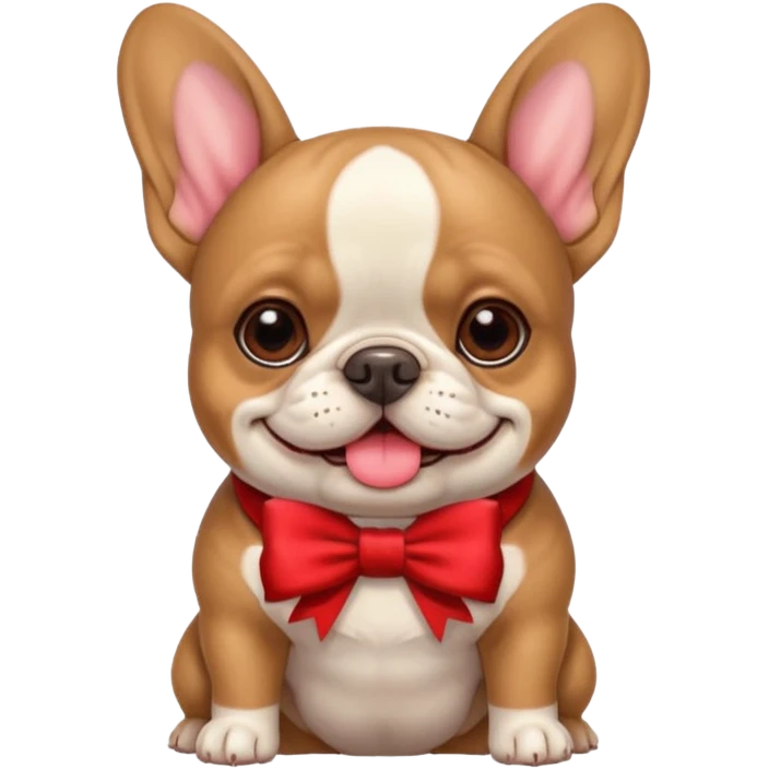 Make an emoji of a French bulldog and add a bow. emoji
