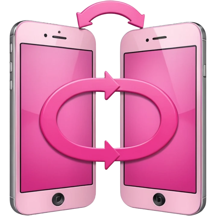 two pink cellphones switching with each other shown by arrows emoji