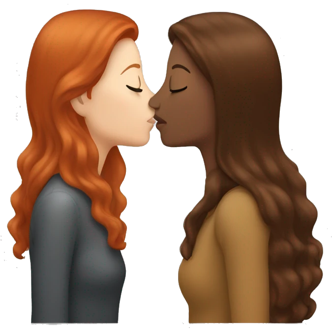 Woman kissing one redhead and brunette  emoji
