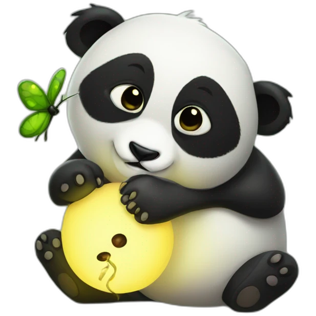 panda kissing a firefly emoji