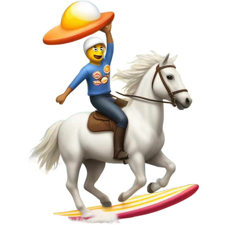 fried egg riding a horse that’s surfing marshmallows  emoji