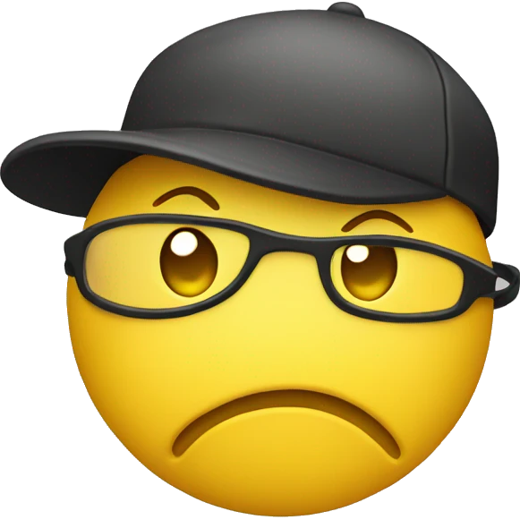 yellow emoji with a cap biting its lip emoji