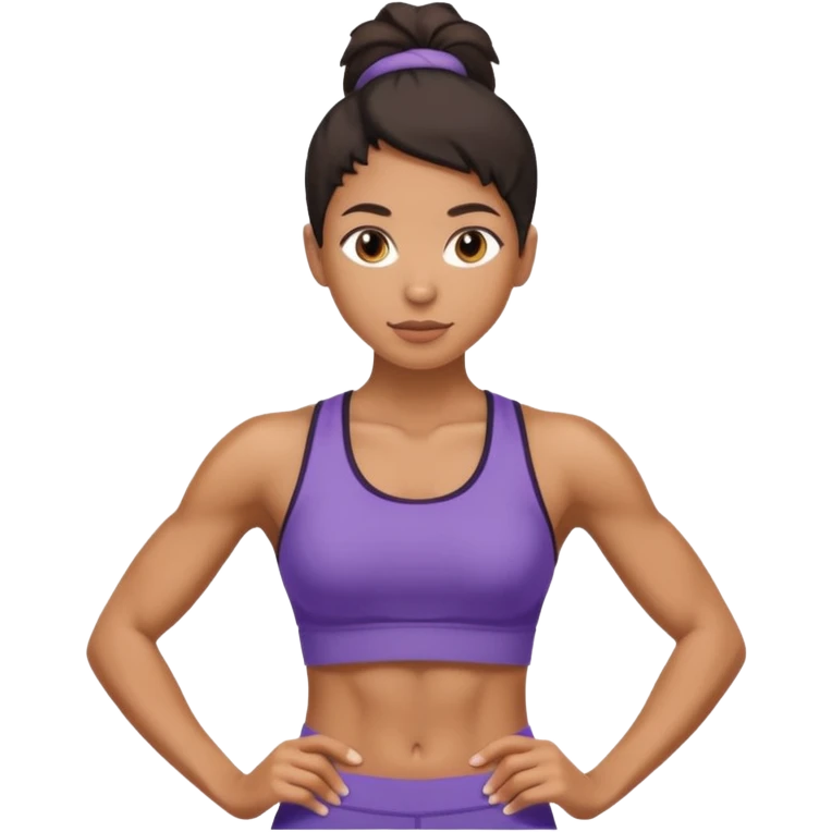 Mixed race woman in gym clothes skinny with muscles  emoji
