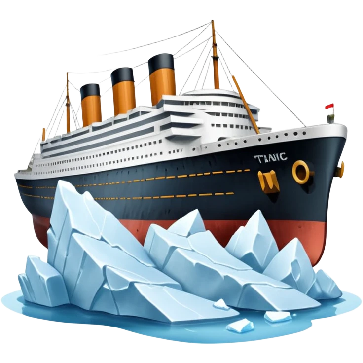 The Titanic hitting a iceberg emoji