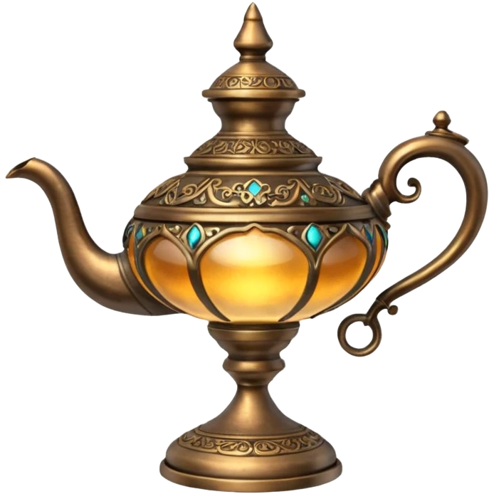 A hyperrealistic Antique bronze Magic lamp emoji