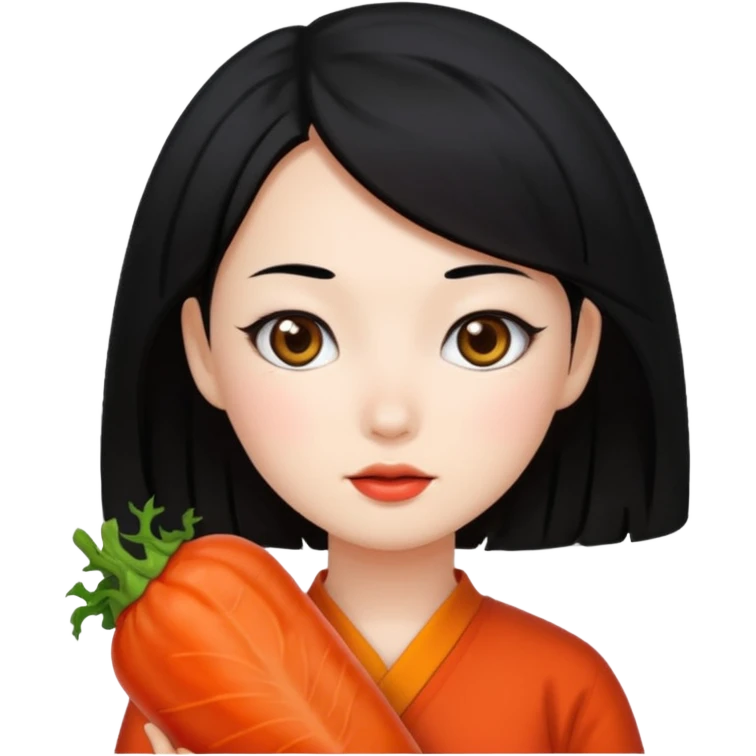 Wearing kimchi girl with black hair emoji