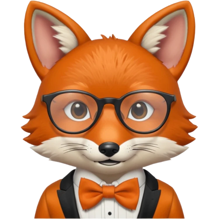 Fox with round glasses and bow tie. emoji